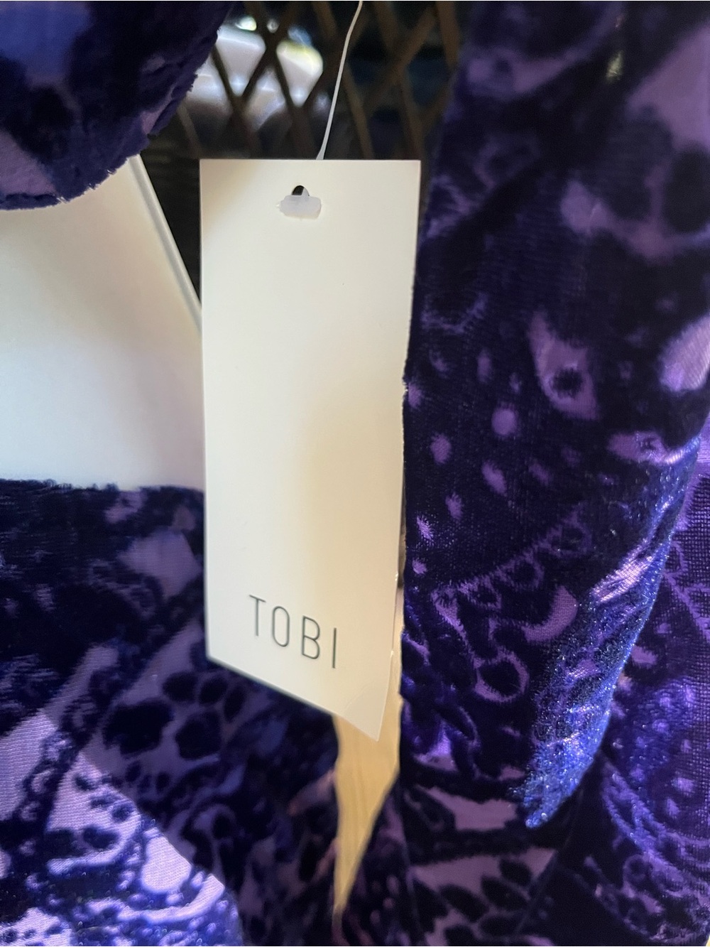 Tobi Purple Velvet Paisley Wrap Cutout Dress - Picture 4 of 6